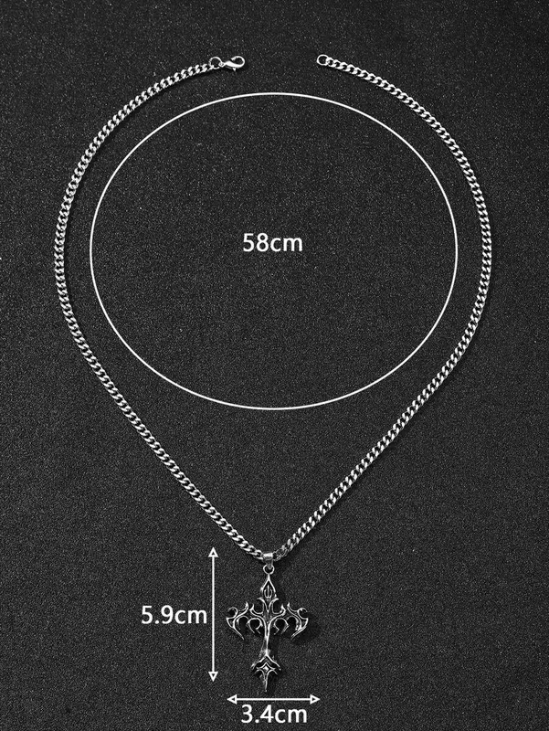 Men's Cross Charm Necklace, For Jewelry Gift And Party 3