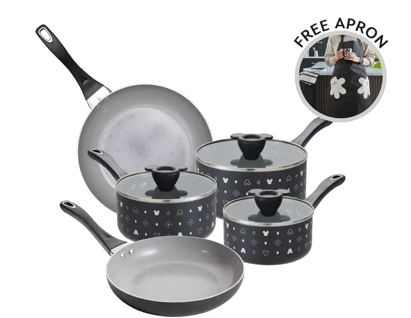 Disney Monochrome Mickey Mouse Cookware Set - 5 Pieces & FREE Apron 0