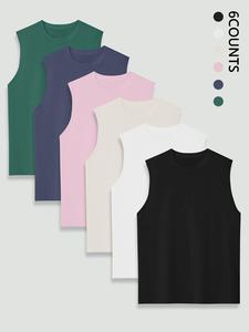 Men's Solid Color Sleeveless Tee, Breathable Round Neck Tank Top for Summer, Casual Men's Top for Daily Wear, Beige