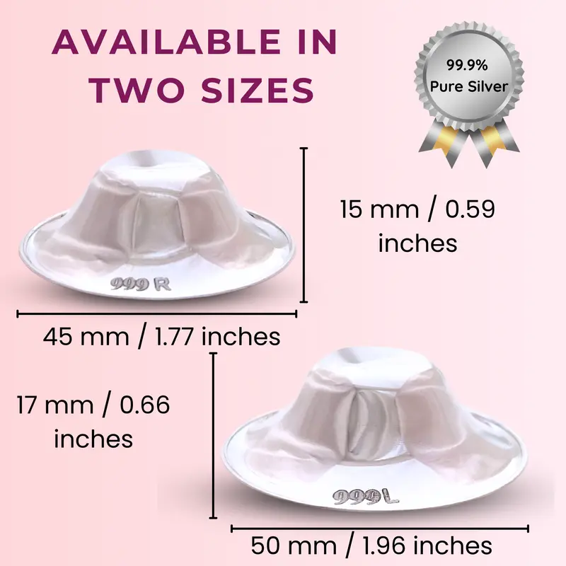 Ideares Silver Nipple Shields for Nursing Newborn, 999 Silver Nursing Cups for Breastfeeding 3