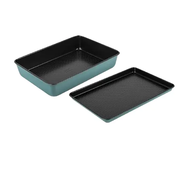 Nadiya Hussain Non-Stick Oven Tray Set, Roasting and Baking Tin, Bakeware, Carbon Steel, Handy and Lightweight