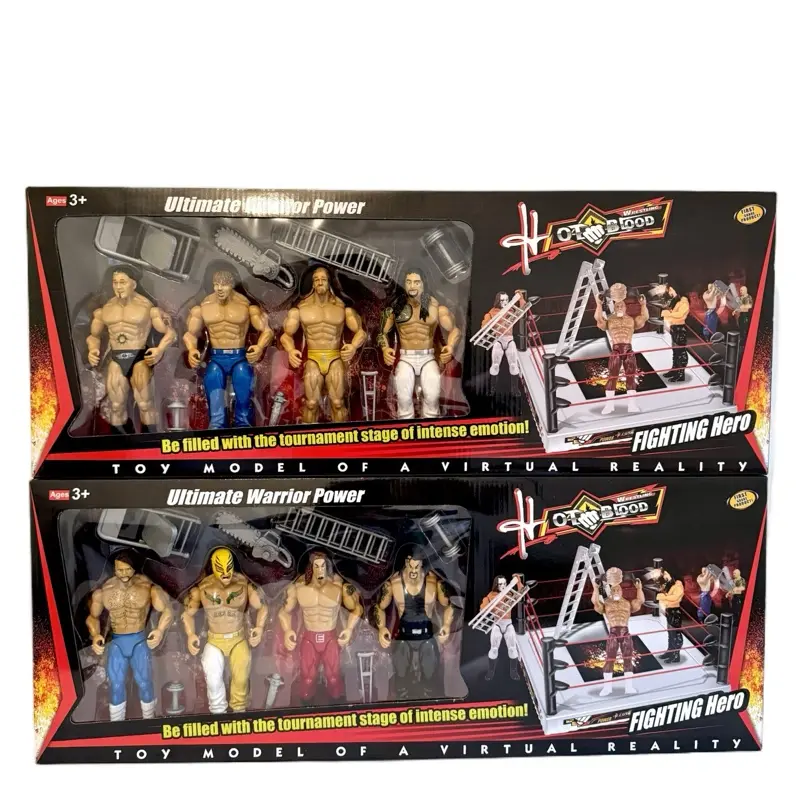WWE Wrestling Action Figures Set of 4 - Toys for Kids - Ultimate Warrior Power Wrestlers with accessories