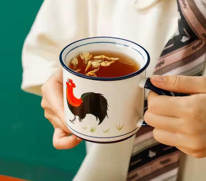 Chinese Rooster Lucky Vintage Style Porcelain Cup Plate Saucer Ceramic Dinnerware Set Tableware Stylish Classic 1