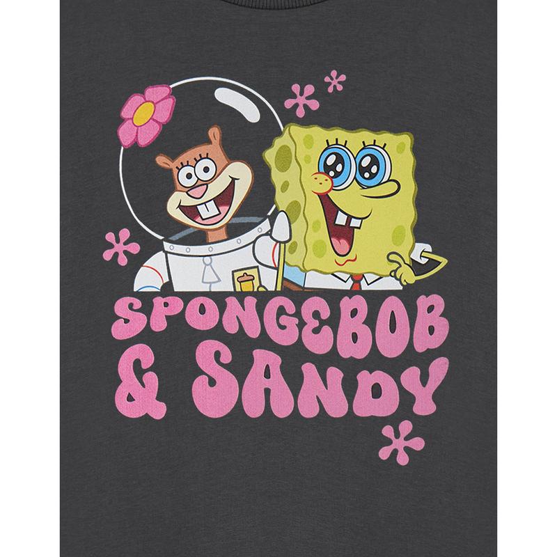 Vanilla Underground x SpongeBob SquarePants Girls Grey SB & Sandy Short Sleeved T-Shirt 5