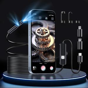 Dual Lens Endoscope Camera with Light, Borescope Inspection Camera, Endoscopes Camera with Semi Rigid Snake Camera for iPhone iPad Android Phone, Assistive Diagnostic Tool