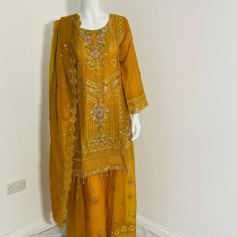 Women's Chiffon Kameez Duppata and Plaza Trouser Set - Pants, Womenswear