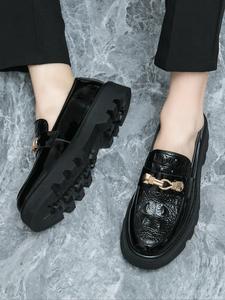 Men's Fashionable Solid Color Round Toe Slip-on Loafers, Casual Comfortable Platform-soled Pu Leather Shoes, All-match Commuter Shoes for Work & Daily Wear