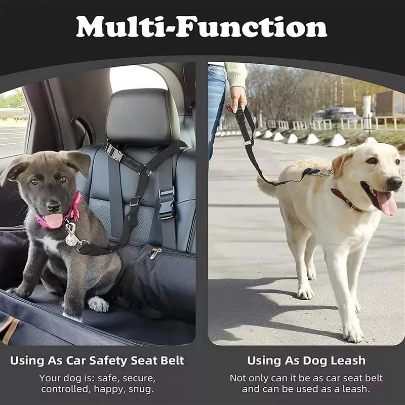 Pet Dog Adjustable Travel Seat Belt Car Safety Harness for Dogs, Crash Tested Dog Seat Belt Lead and Restraint Strap, Secure and Comfortable Car Travel Accessory for Small Medium Large Dogs, Puppy Car Seat Belt, Nylon Dog Car Harness, Dog Travel Gear 3