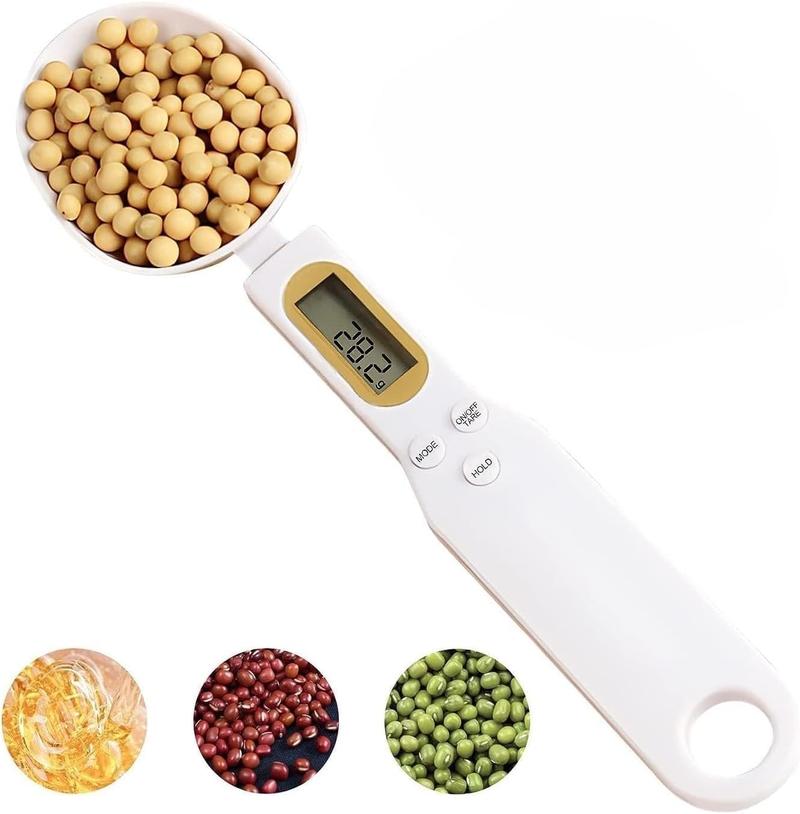 Product Introduction of Kitchen Digital Spoon Food Measuring Scoop Scale, Weighing Spoon Scale 0.1g to 500g Precision with LCD Display Spoon Scale, Electronic Measuring, for Dispensing Food, Condiments and Pet Food (White) Utensils Lightweight 2