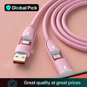 4 in 1 60W Type C Fast Charging Cable, Durable Silicone Data Cable, Multipurpose USB Charging Cable for Smartphone, Cellphone, Mobile Phone Accessories, Super Fast Charger, USB Cord, USB Connector