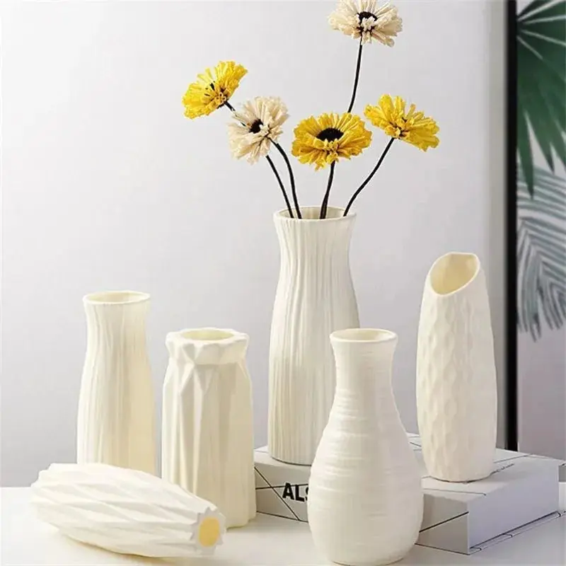 Nordic Style Plastic Flower Vase – Minimalist Home Decor for Living Room, Desk or Tabletop 0