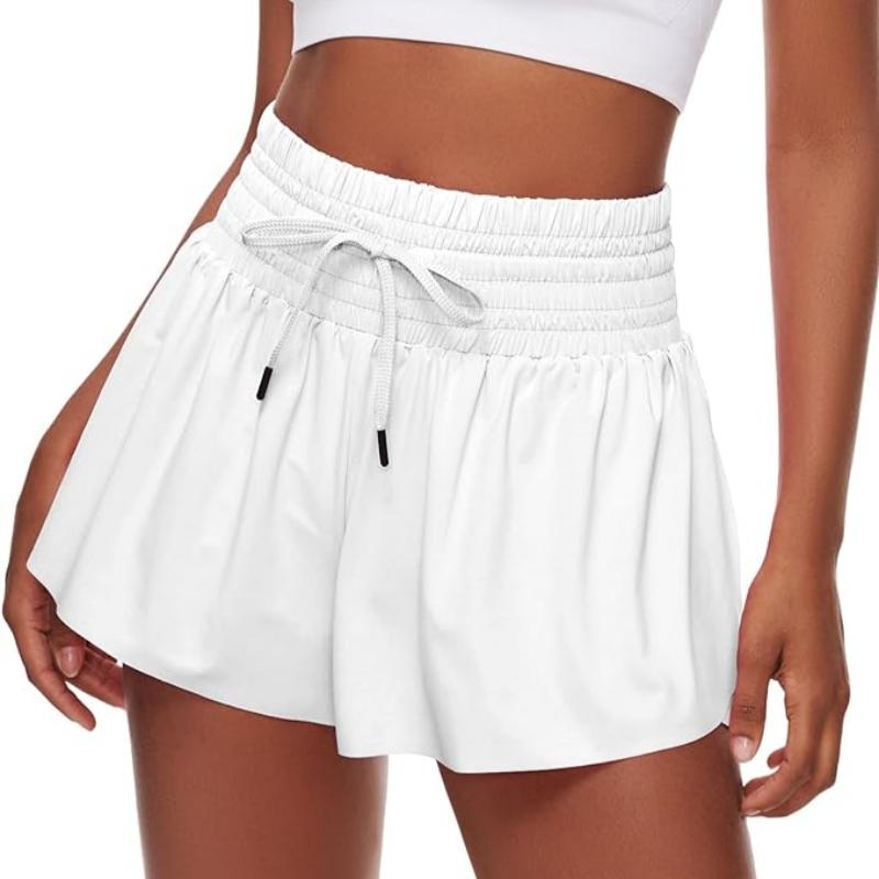 Women's Pocket Drawstring Athletic Sports Shorts, Casual Shirred High Waist Shorts, Fall Clothes, Back To School Sport & Outdoor Clothing for Yoga Workout Running, Fall Outfits 6