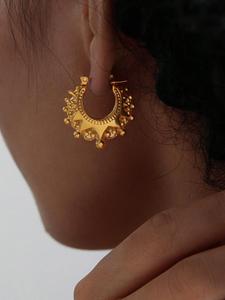 Vintage Style Metal Gear Hoop Earrings As Summer Outfits 2025, Stainless Steel Jewelry, Fashionable Earrings For Women