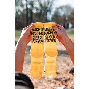 RUNNING SOCKS "MAKE IT HAPPEN, SHOCK EVERYONE" - YELLOW Menswear Fitness