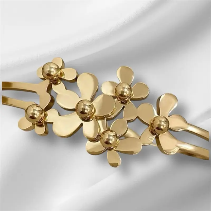 Flower Cluster Bangle- Stainless Steel & Tarnish Free 3