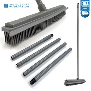 Rubber Broom - Grey - Amazing Pet Hair Remover For Carpets with Built In Squeegee