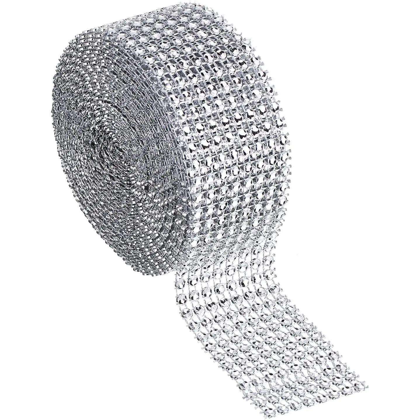 FS1166 8 Row Acrylic Rhinestone Diamond Ribbon Gold & Silver