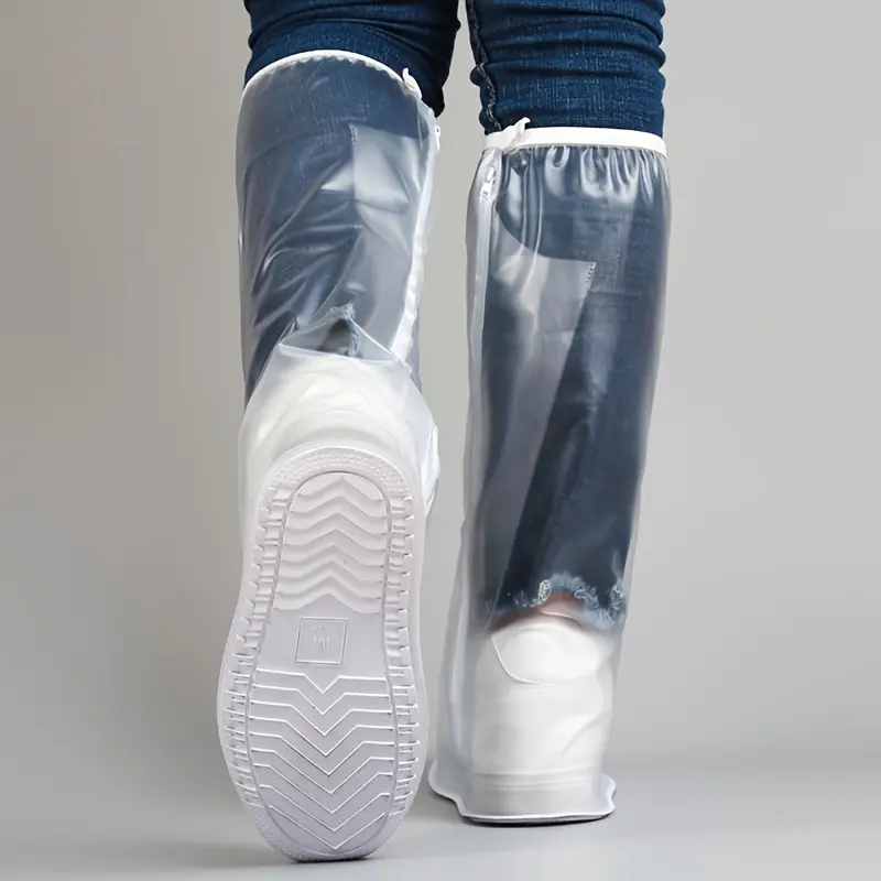 Good Oasis  Waterproof High-Tube Casual Plastic Shoe Covers in Solid Color - Feature a Reinforced Ring and Thickened Sole, Suitable for Both Men and Women for Outdoor Travel. 1