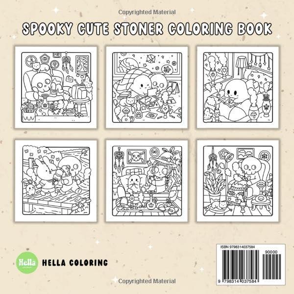 Product Introduction of Spooky Stoner: Cute Stoner Coloring Book Featuring Adorable Ghosts and Creepy Creatures Vibing in High Moments for Relaxation Paperback Colouring Book 5