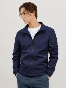 Men's Solid Color Zip Up Jacket, Regular Fit Casual Comfy Breathable Long Sleeve Jacket for Spring & Fall, Men's Outerwear for Daily Wear, Coats