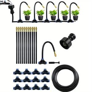 Drip Irrigation Kit, Automatic Watering System with Rotating Brass Spray Head, Watering Kit for Balcony, Rainforest, and Garden Sprinkling