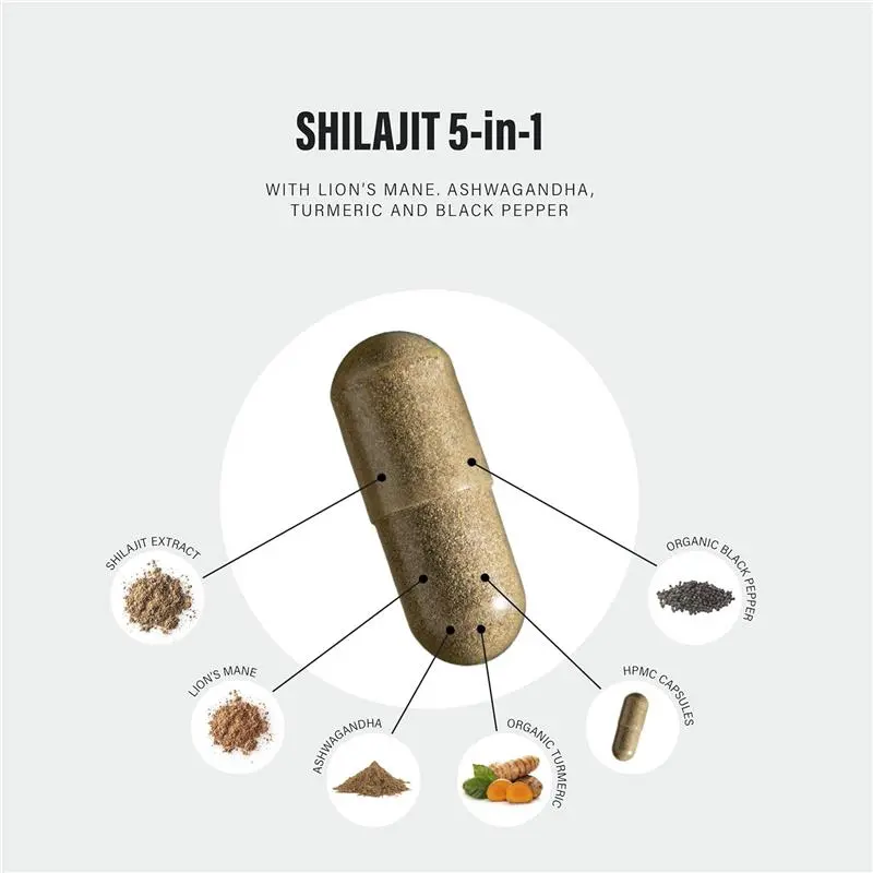 Shilajit Capsules 16,000mg - 120 Days Supply - 60% Fulvic Acid - Ashwagandha, Lions Mane, Turmeric & Black Pepper 6