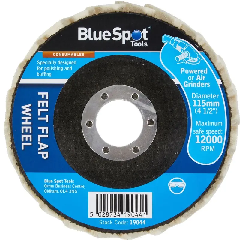 BlueSpot Flap Felt Disc Polishing Angle Grinder Buffing Wheel Metal 115mm 4 1/2" 1