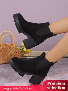 Women's Fashionable Solid Chelsea Boots,  Cute Winter Outfits, Casual Comfortable Ankle Boots for Daily Wear, Female All-match Trendy Shoes for Fall & Winter Valentine's Day, Gift for Her