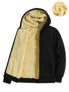 Men's Solid Color Thickened Fleece Jacket, Casual Loose Long Sleeve Zip Up Outerwear for Fall & Winter, Men's Clothes for Daily Wear, Coats