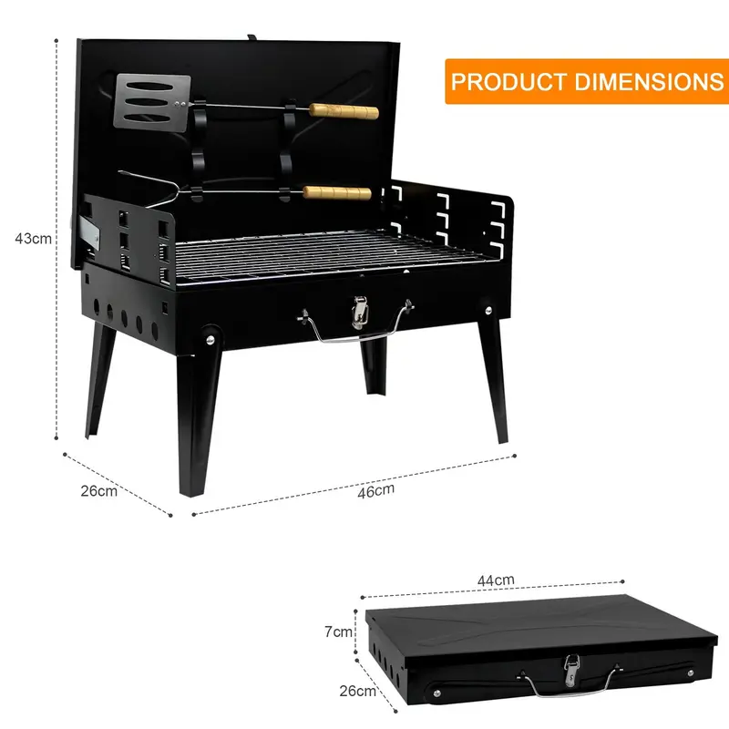Portable Folding Charcoal BBQ Barbecue Camping Grill Travel Picnic Outdoor  UK 6