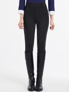 Women's Solid Color Pocket Silicone Non-Slip Equestrian Skinny Pants, High Waist Breathable Quick Drying Equestrian Leggings, Ladies Sportswear for Outdoor Riding