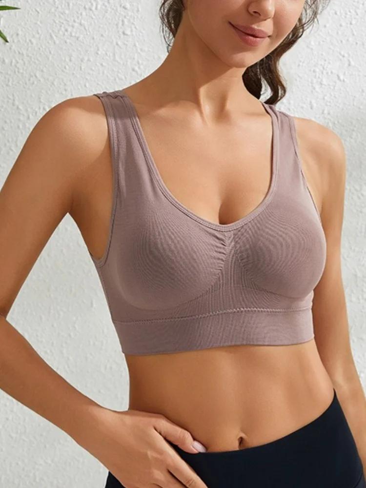 Product Introduction of Women Seamless Underwear Sports Tank Tops Female M-5XL Soft Wireless Nopads Crop Top Solid Color Sexy Lingerie Camisole 11