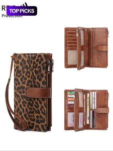 Fashion Leopard Pattern Zipper Long Wallet, Casual Versatile Wallet for Women, Trendy All-match & Exquisite Wallet for Birthday Gift, Stylish Wallet