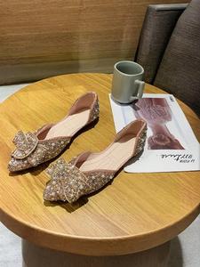 Women's Elegant Rhinestone Decorated Ballet Flats, Trendy Soft Comfortable Flat Shoes, Fashionable Shoes for Daily Wear, Girl, Soft Sole Flats