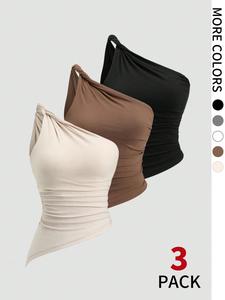 Women's Solid Color Top, Casual Sleeveless Top for Daily Wear, Ladies Clothes for Summer