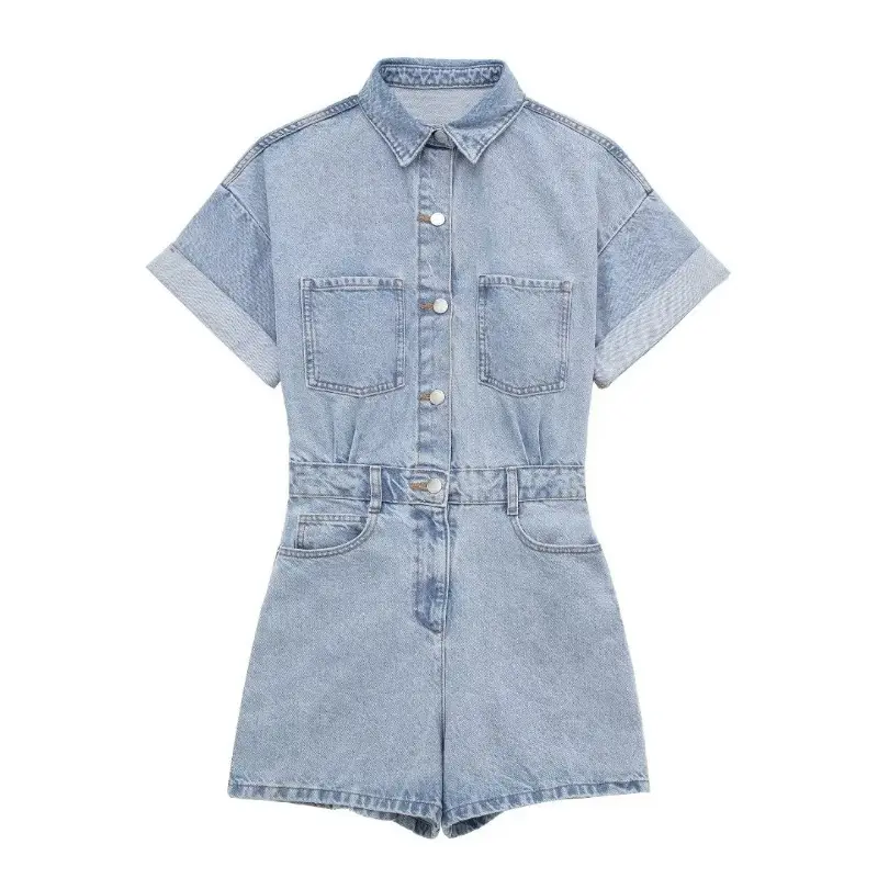 Spring and summer new women's clothing urban casual denim short jumpsuit women Womenswear Overalls 4