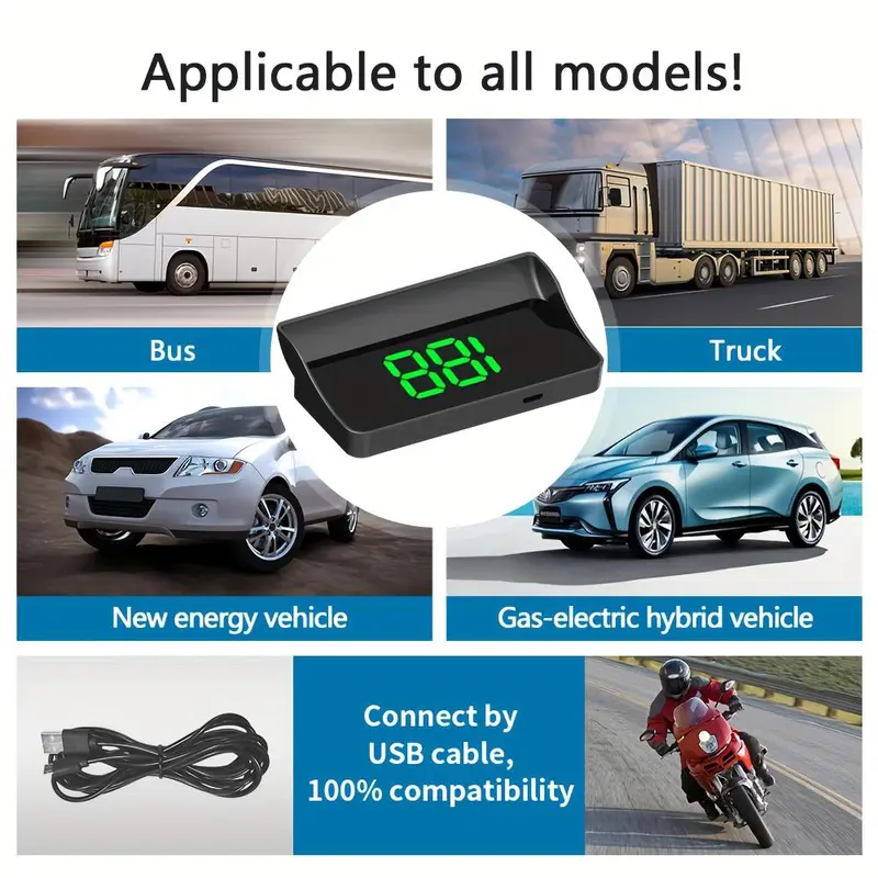 Universal Car HUD Head-Up Display, GPS Speedometer Digital, Speed Display Windshield Projector KPH/KMH, Auto Vehicle Motorcycle Tractor Golf Cart Truck Motorhome 2