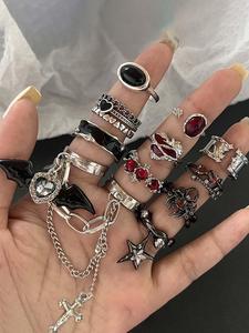 Punk Style Star & Heart Design Cuff Ring, Adjustable Open Ring, Fashion Accessories for Women & Men, Trendy All-match & Exquisite Jewelry for Birthday Gift