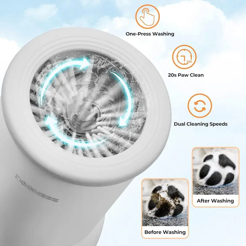 DOGNESS Dog Paw Cleaner, Automatic Paw Cleaner for Dogs with Soft Silicone, 2000mAh, USB Quick Charge, 360° All-round Pet Paw Cleaner, Gentle on Dog Paw Washer for Massage Grooming Dirty Claws 1