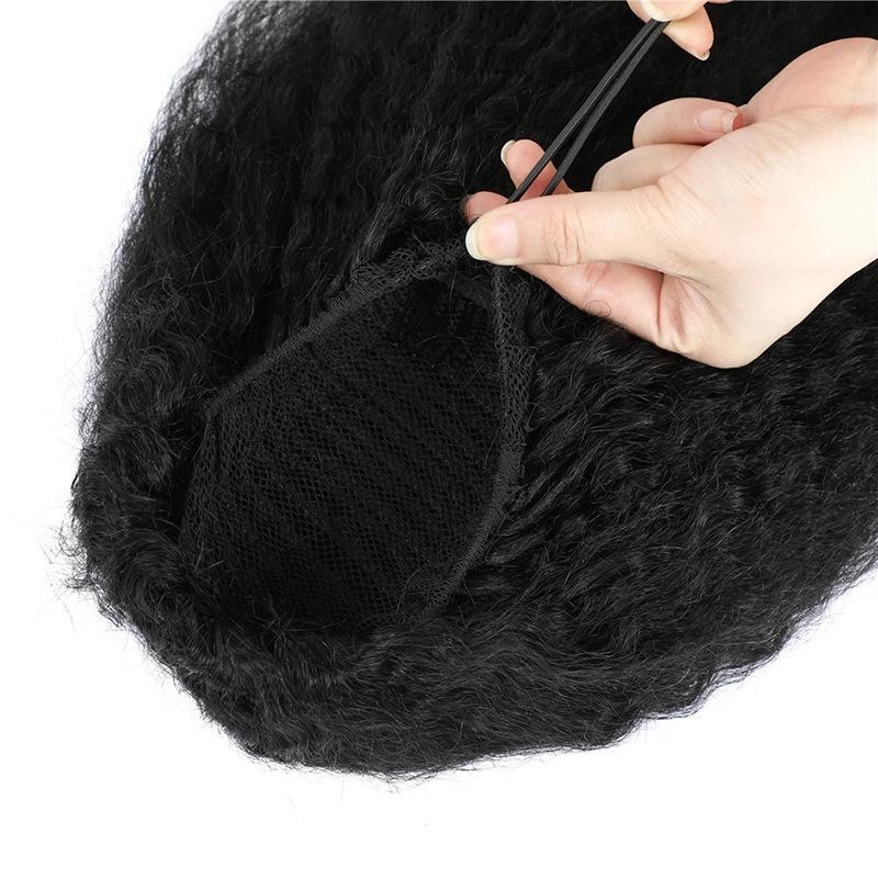 Afro Kinky Curly Drawstring Ponytail Brazilian Kinky Curly Wrap Around Ponytail 4B 4C Remy Hair 4