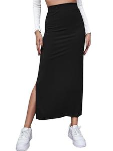 Women's Solid Color Midi Skirt, Casual Fashion Comfy Skirt for Daily Outdoor Wear, Ladies Bottoms for Summer