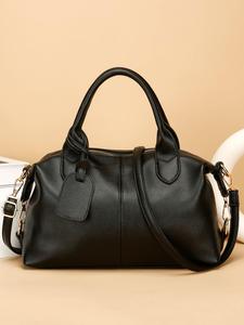 Women's Fashionable Solid Color Boston Bag, Casual Large Capacity Shoulder Bag for Work & Daily Used, Trendy All-match Commuter Bag