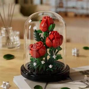 Rose Flower Building Blocks with Dust Cover, 254pcs/set Rose Flower Building Blocks, Creative Building Blocks, Best Gift Toy