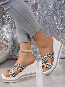 Fashion Leopard Print Platform Sandals, Casual Comfortable Wedge Sandals for Women, All-match Commuter Shoes for Daily Wear