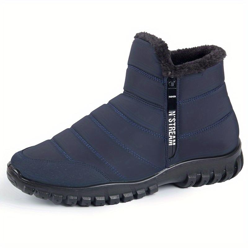 Men'S Solid Black Snow Boots with Side Zipper - Warm Fleece Lined, Non-Slip Ankle Boots for Winter Hiking and Trekking, and Breathable, Winter Hiking Boots|Stylish Winter Boots| Boots 7