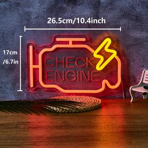 Check Engine Design Neon Light, USB Powered LED Neon Sign, Decorative Neon Light For Home Party Game Room, Garage, LED Lights, Lighting