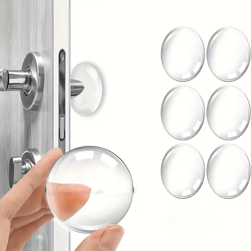 Clear 6pcs Shock-Absorbing Door Stop Wall Protectors - Noise-Reducing, Easy Install, Reusable for Home & Office 0