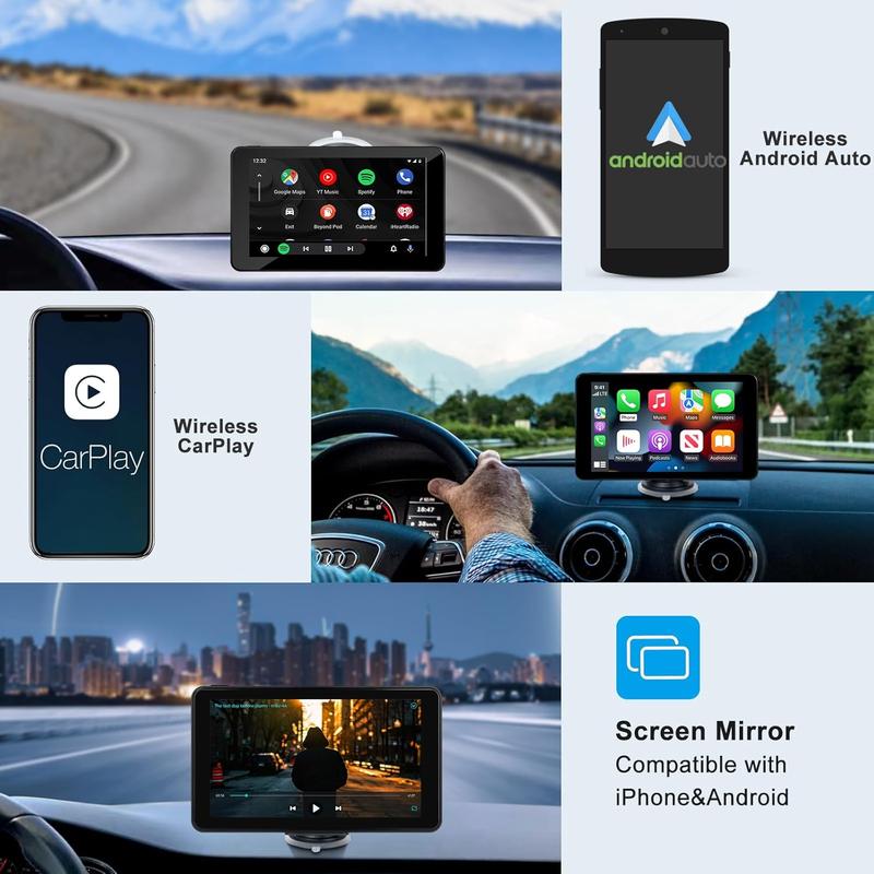 【UK SELLER 】7" Portable Wireless Car Stereo for Apple Carplay & Auto Screen, HD TouchScreen Auto for Cars, Car ScreenCarplay, Car Radio Receiver with BT, FM,AUX, Back to School Supplies car playscreen dash camera 1