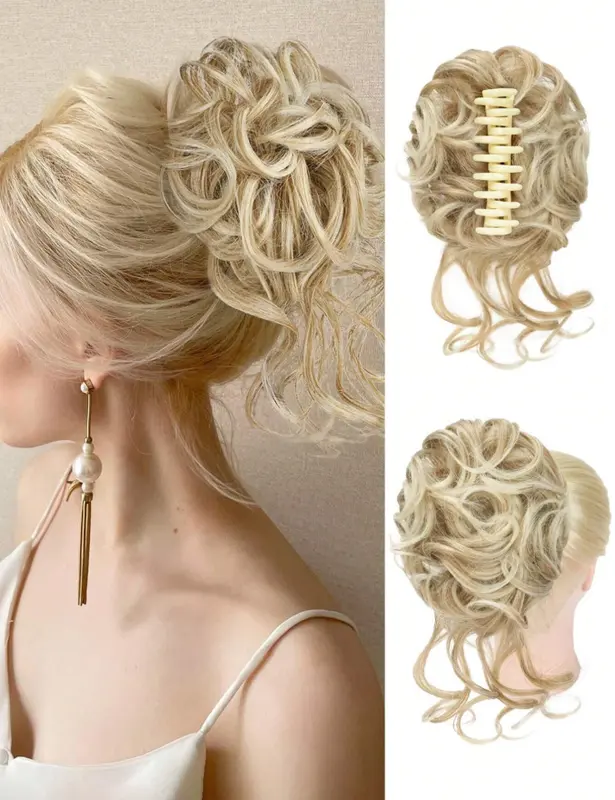Clip Messy Bun Hair Pieces For Women Wavy Curly Hair Bun Extensions 6