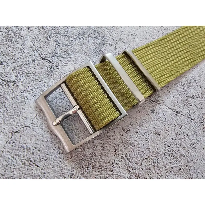 Ribbed Military Tudor Style Buckle Premium Nylon Watch Strap Band 20mm 22mm Khaki Beige 1